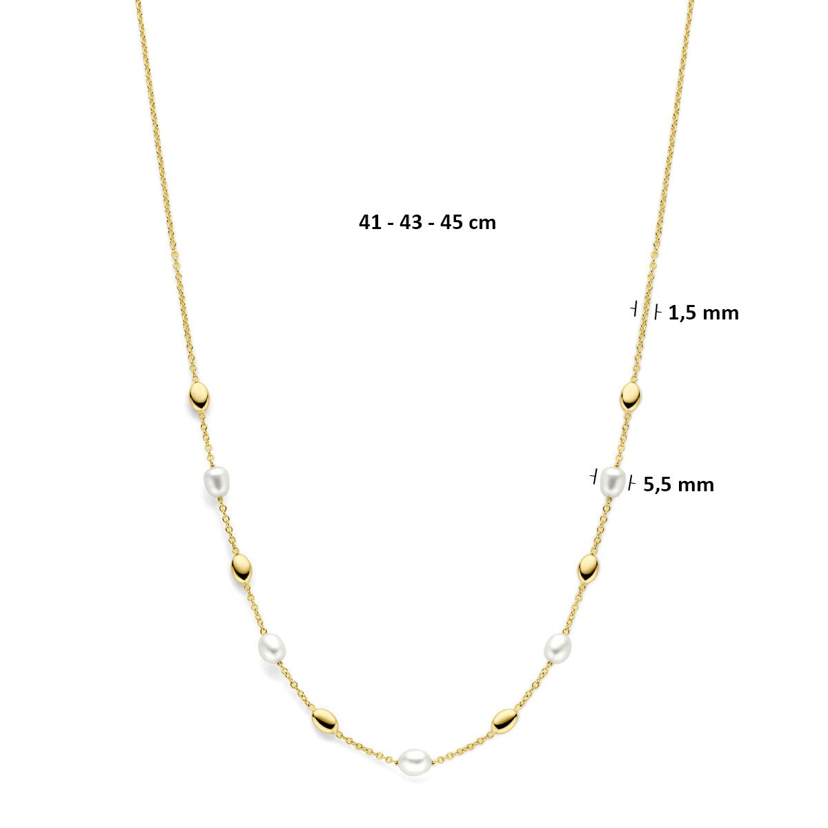 14k Gelbgoldcollier mit Perlen