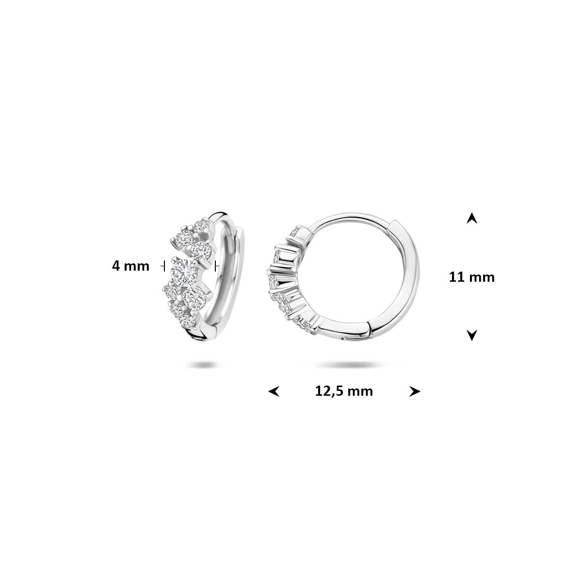 Rhodinierte Klappcreolen aus Silber mit Zirkonia