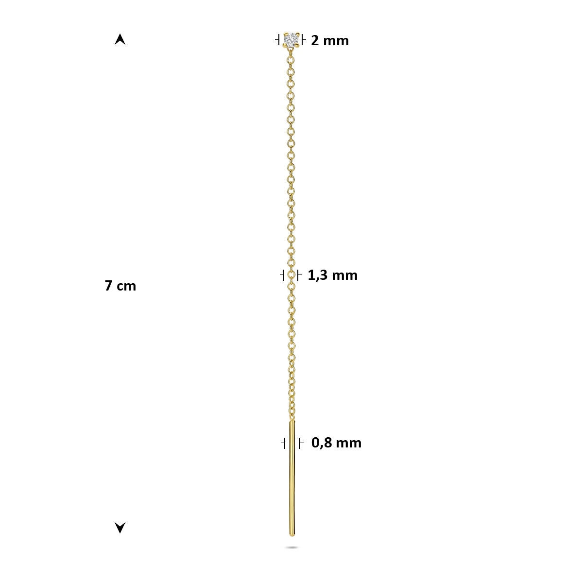 14K Gelbgold Durchziehohrring mit Diamant