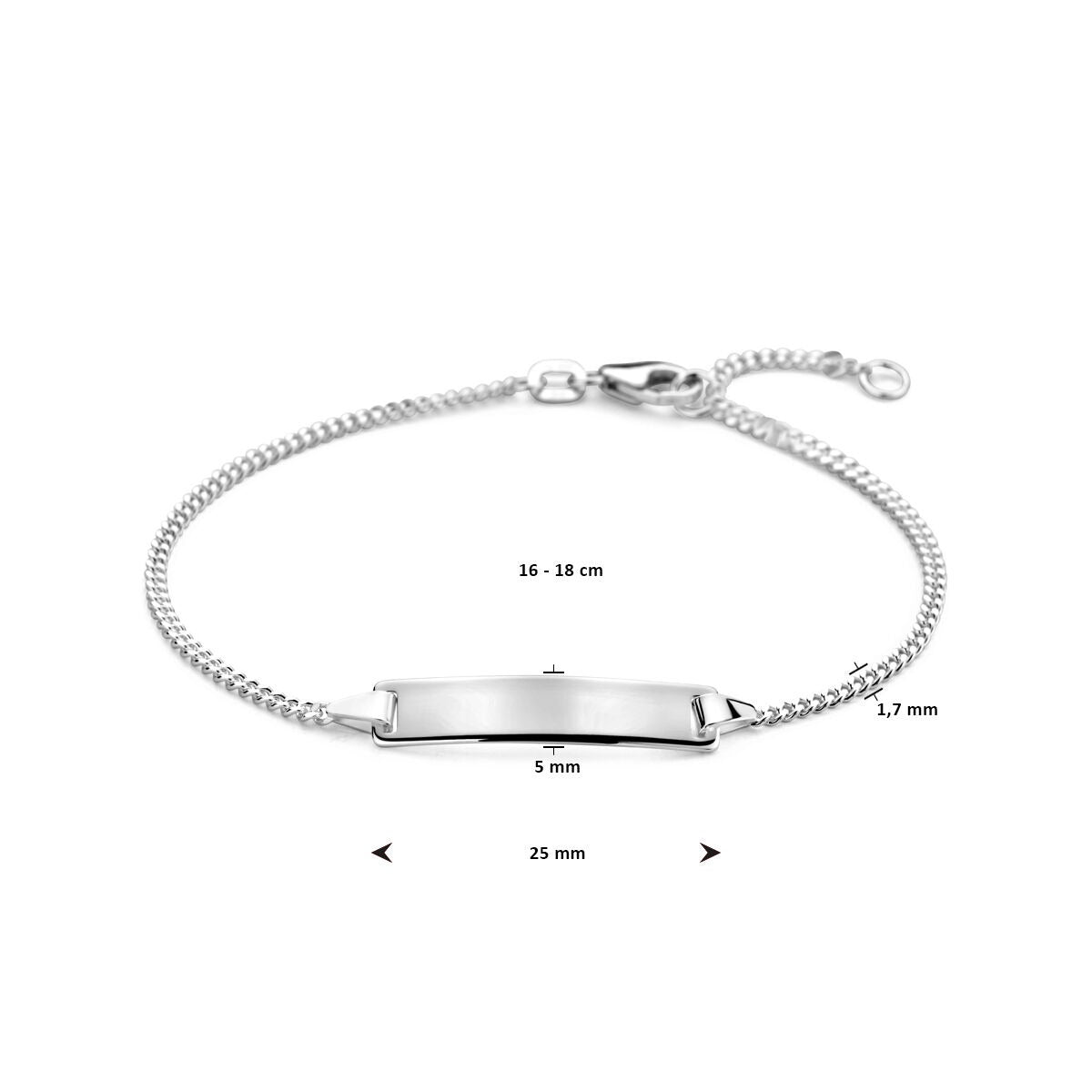 Silbernes Damen-Gravurarmband mit Panzerkette und Gravurplatte