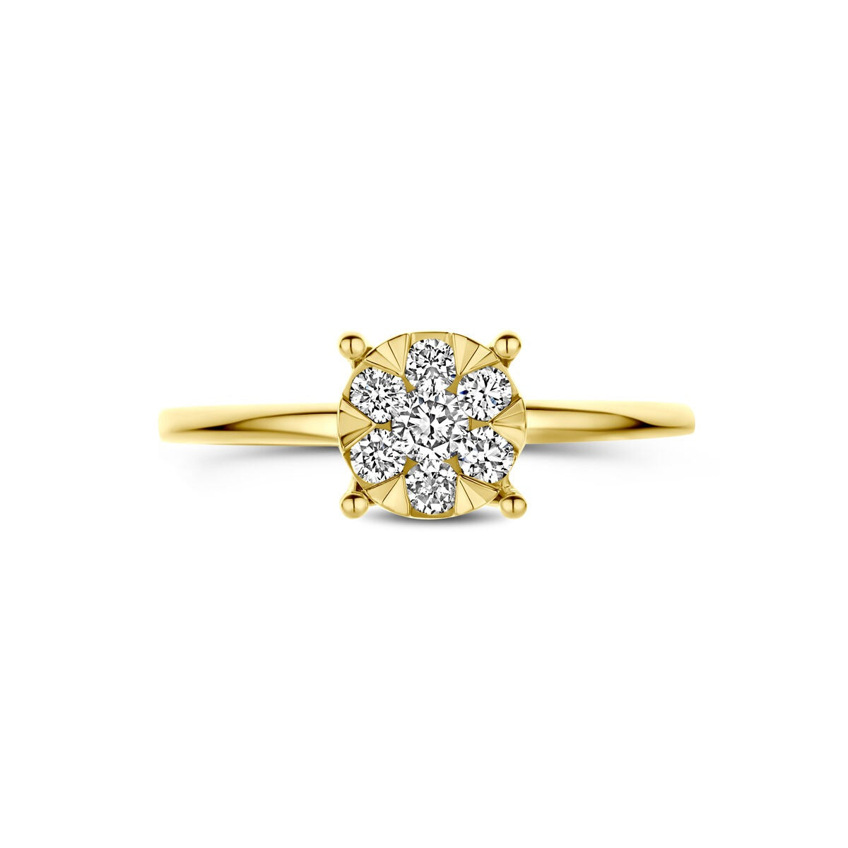 14 Karat Gelbgoldring mit im Labor gezüchtetem Diamanten
