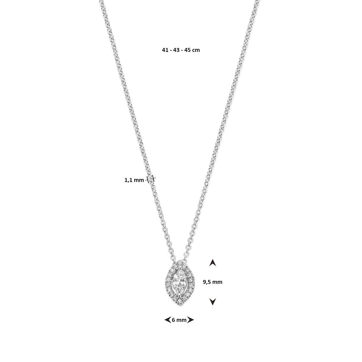 14k Weißgold Collier mit Diamanten