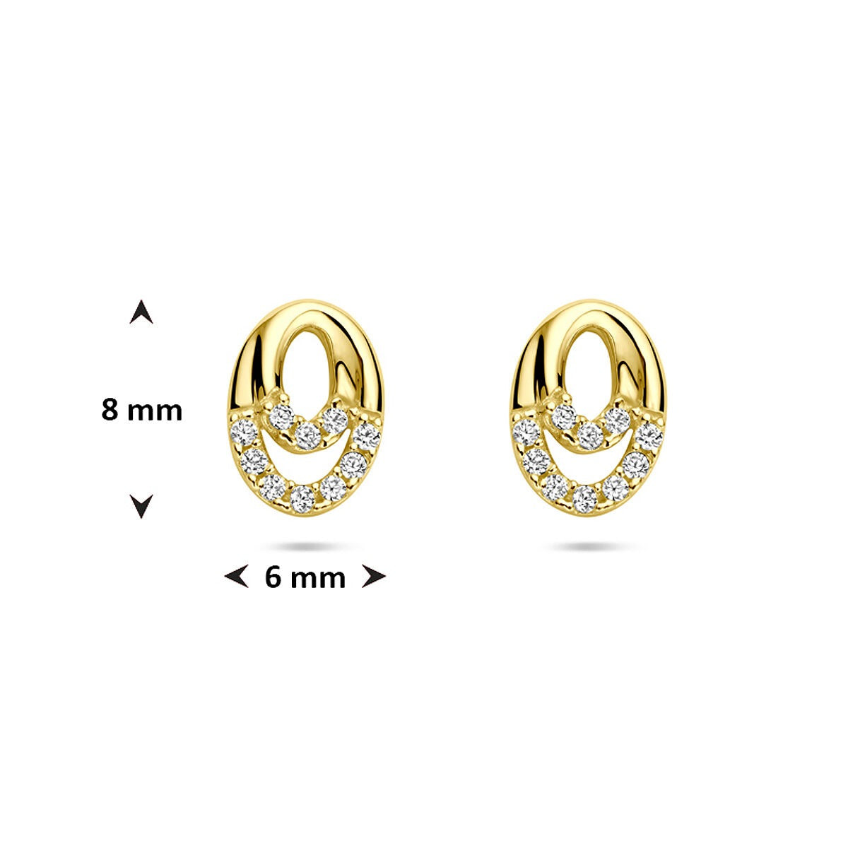 Goldene Ohrstecker 14k mit Zirkonia – Entourage-Fassung