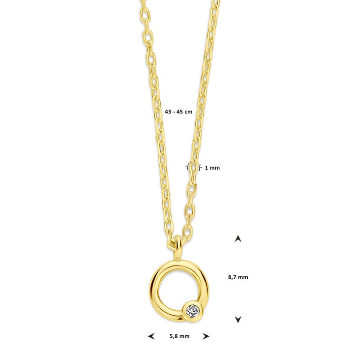 Halskette Kreis und Diamant 0,01 ct H SI 43 - 45 cm 14K Gelbgold