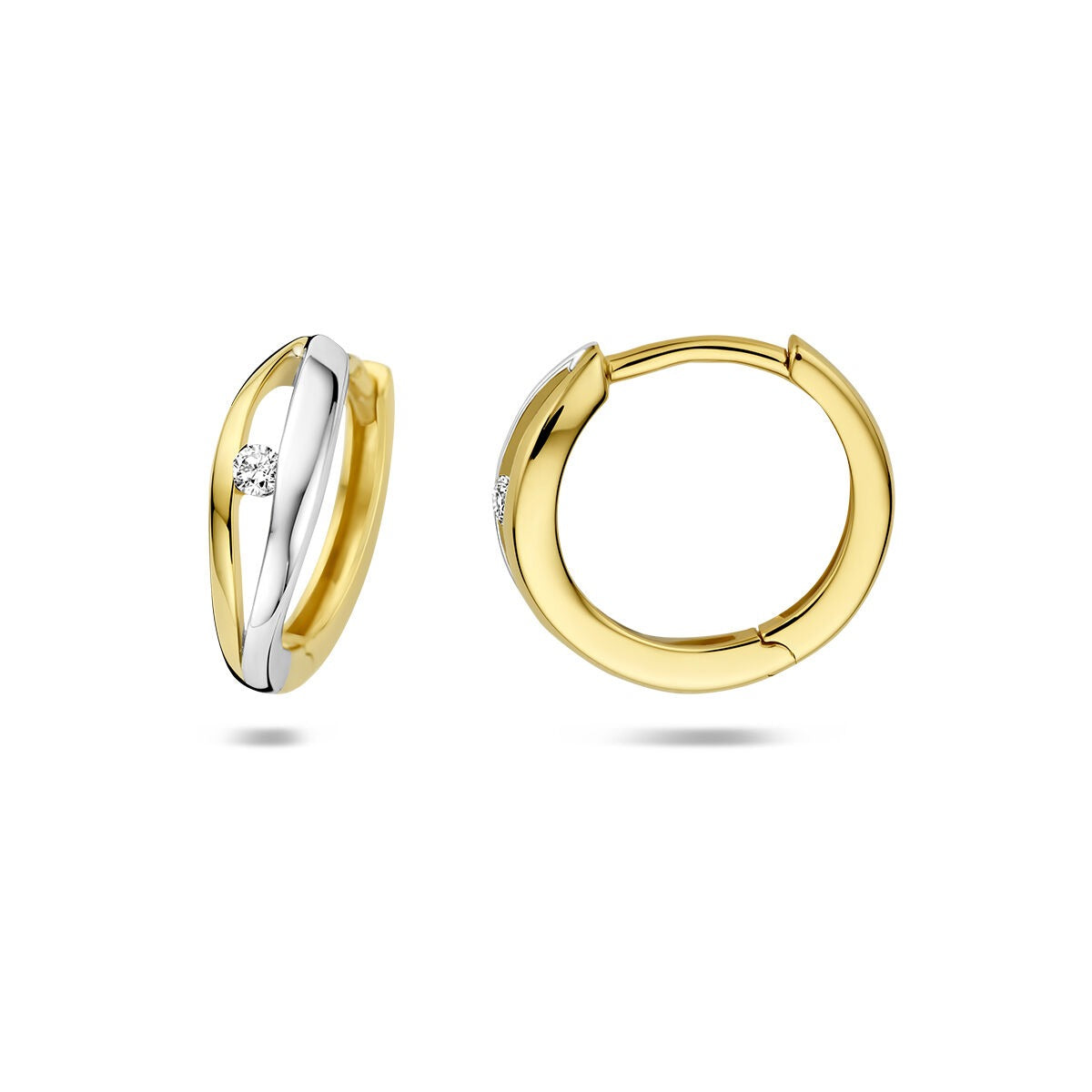 14 K Bicolor-Kreolen mit im Labor gezüchteten Diamanten