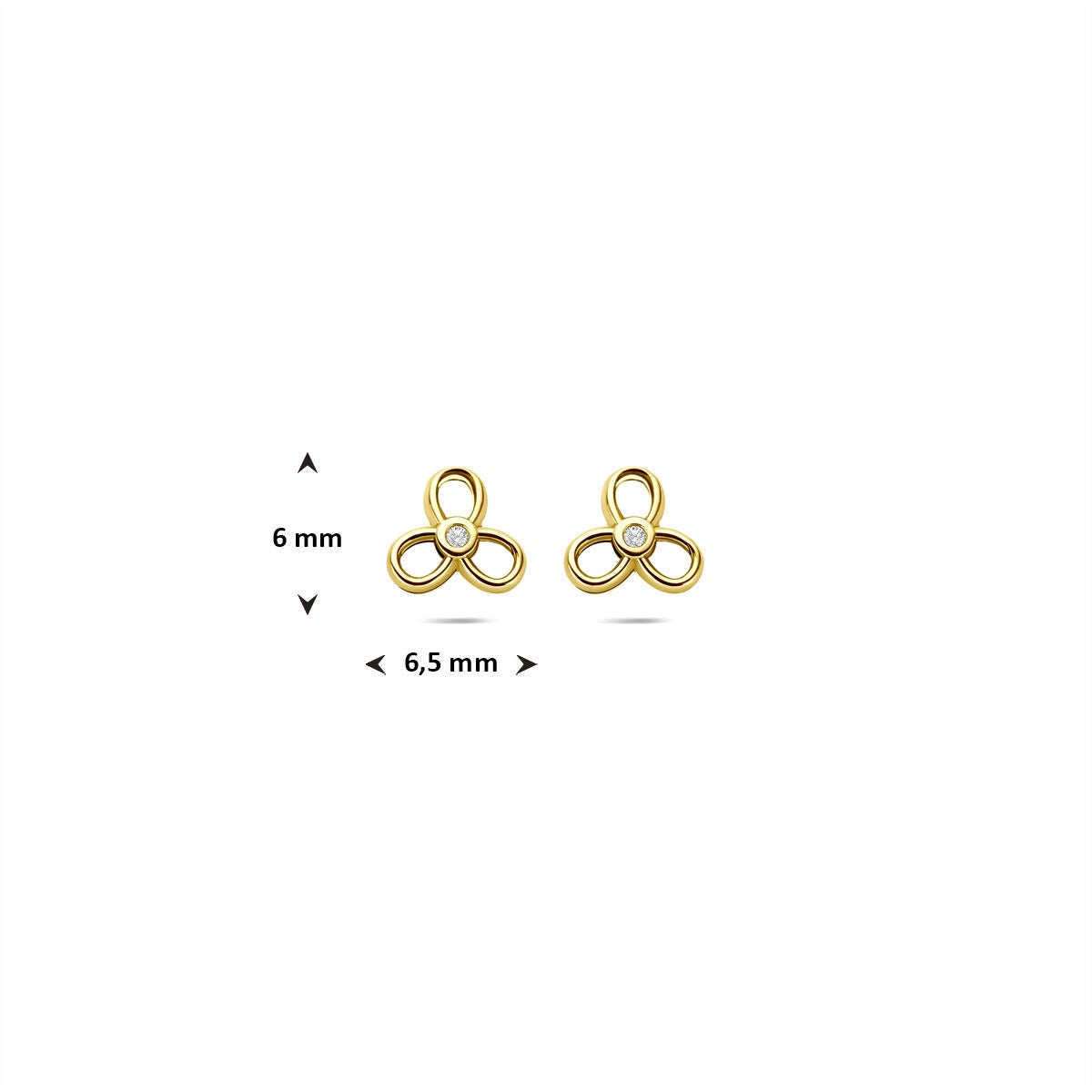 9K Gelbgold Ohrstecker mit Zirkonia – 6x6,5mm