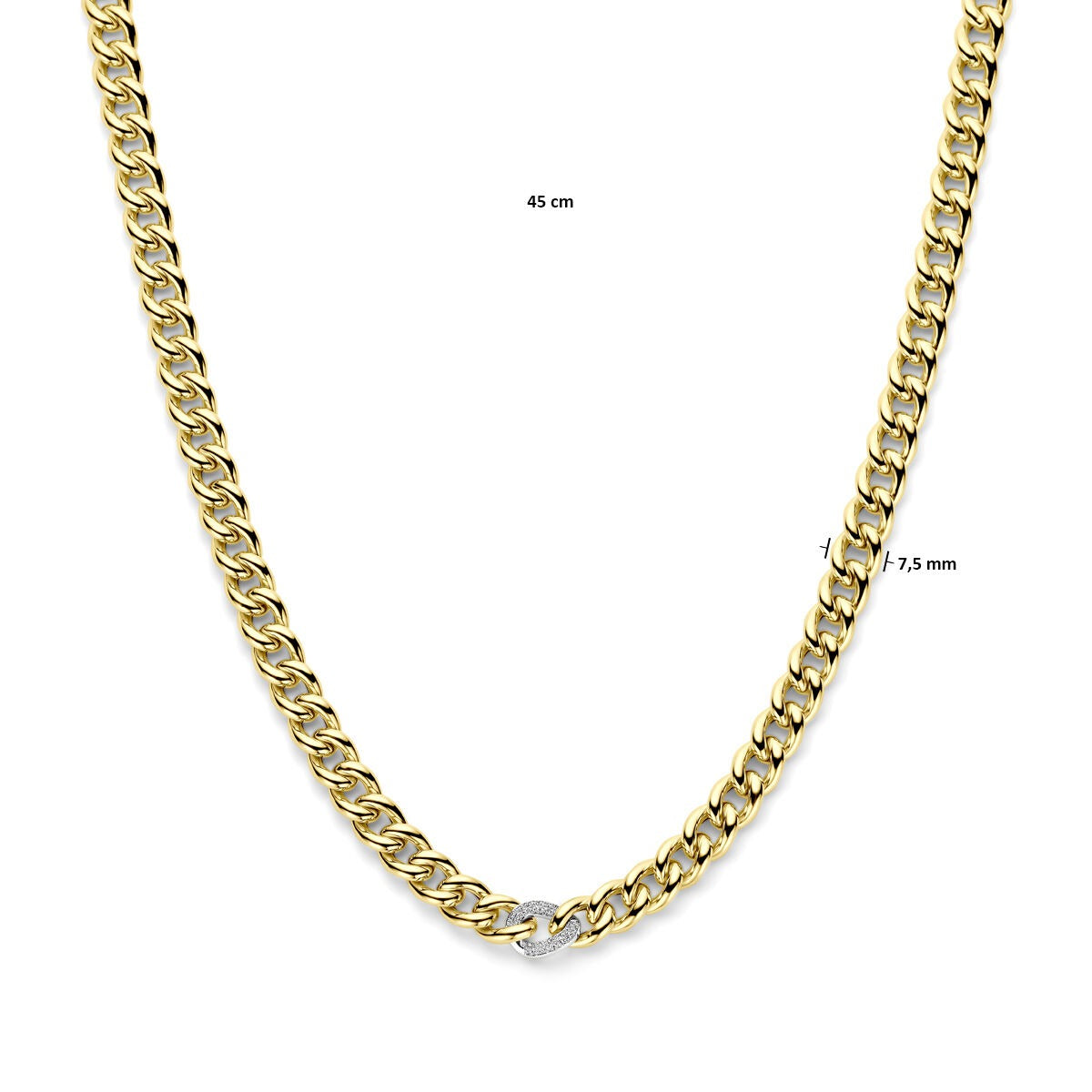 14k Bicolor Gelb- und Weißgold Collier mit Diamant