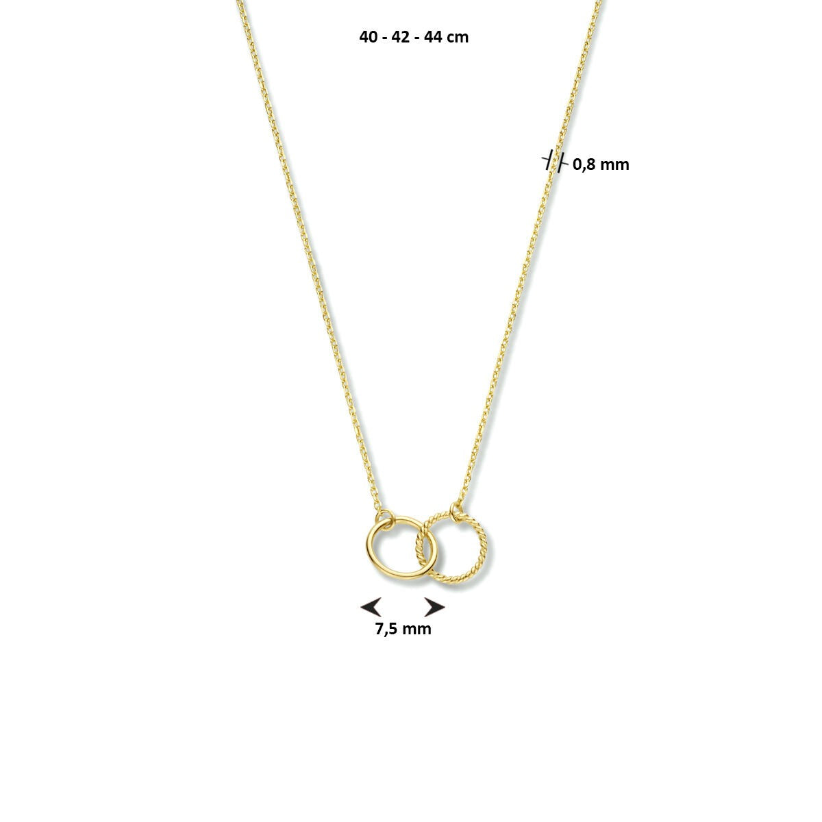 9K Gelbgoldkette mit doppelten Ringen