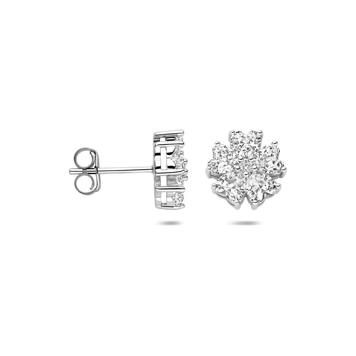 Rhodinierte Ohrstecker aus Silber mit Zirkonia – Entourage