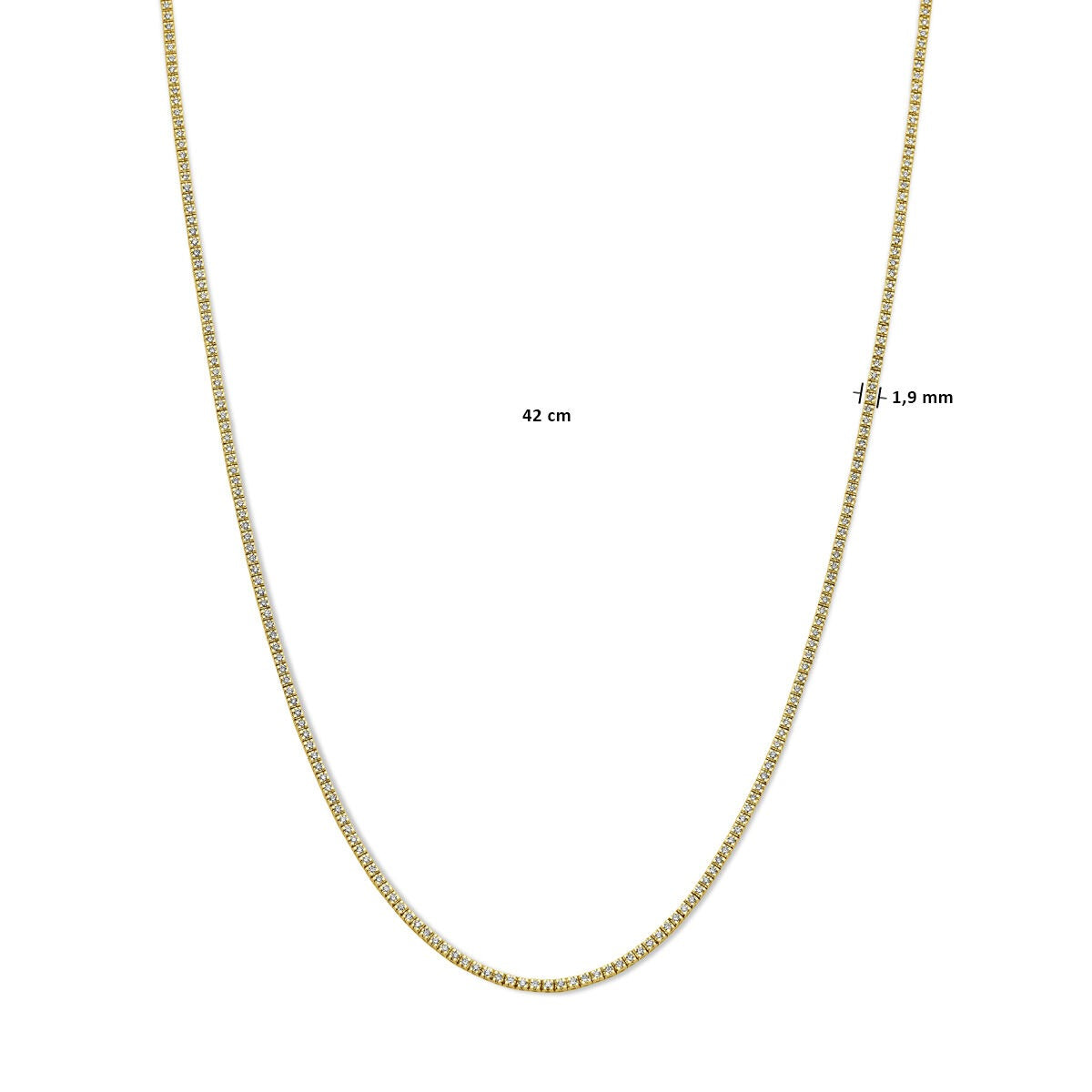 14k Gelbgold-Tenniscollier mit im Labor gezüchteten Diamanten – 2.00ct