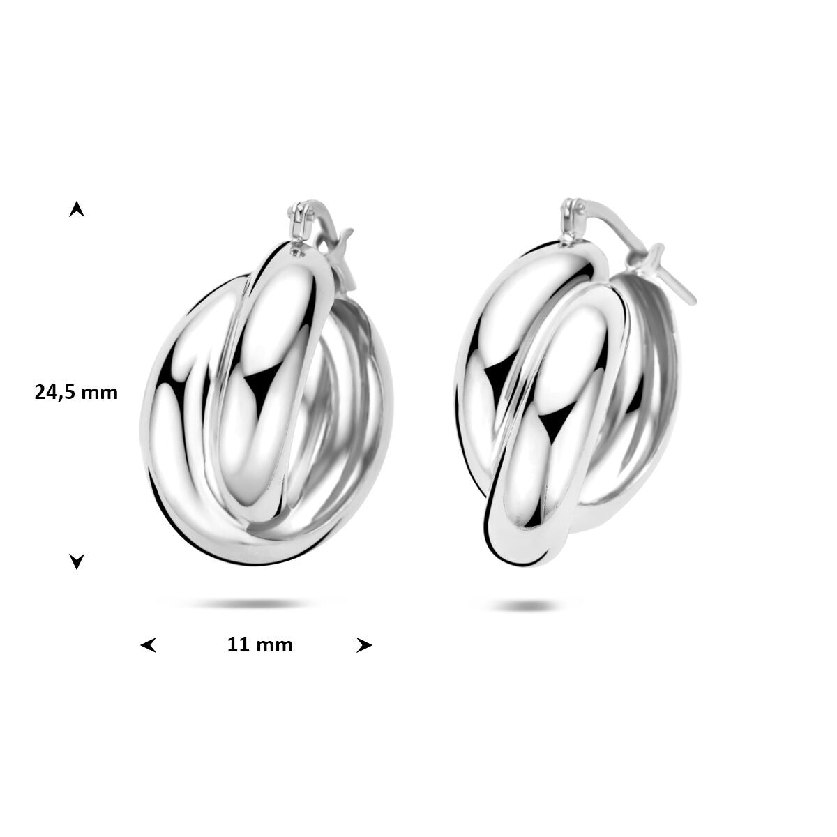 Rhodinierte 925er Silberohrringe 24,5 x 11 mm