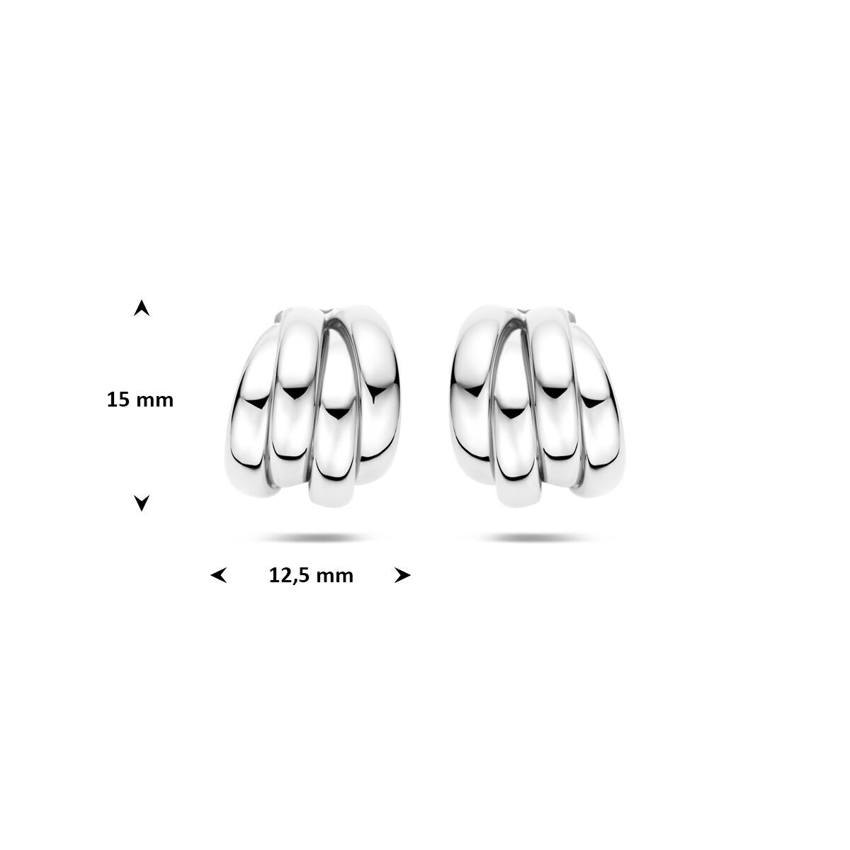 Rhodinierte Ohrstecker aus 925er Silber 15 x 12.5 mm