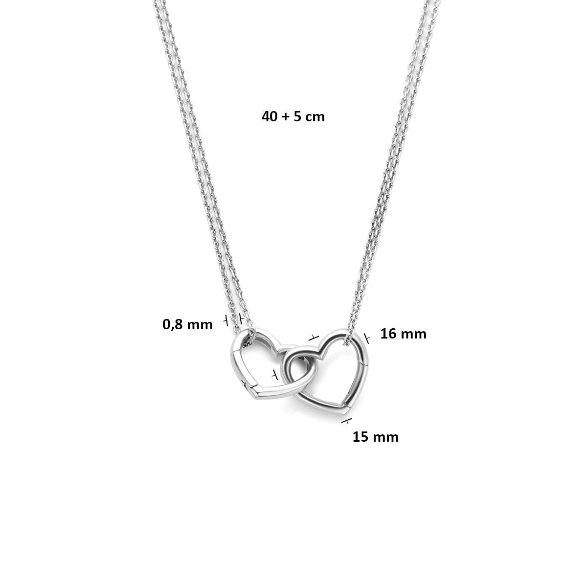 Silberne Freundschaftskette mit Herzchen – rhodiniertes 925er Silber