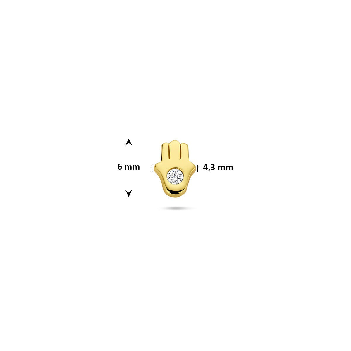 Vergoldetes Flat Back Piercing Hand der Fatima – 925er Silber mit Zirkonia