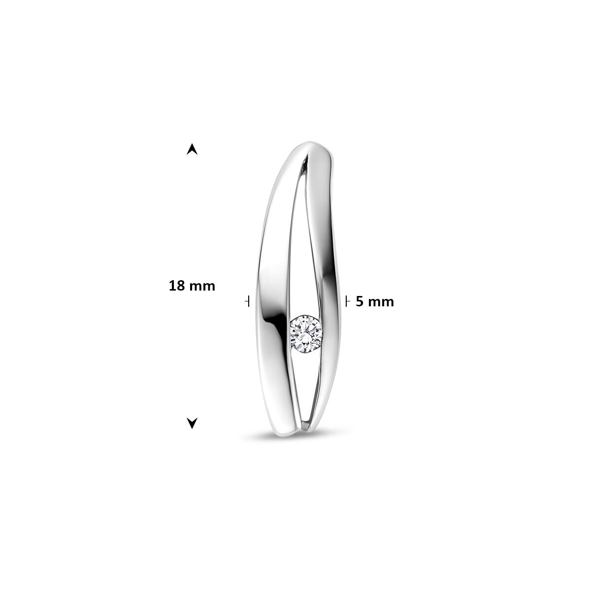 Silberner Damenanhänger mit im Labor gezüchtetem Diamant – rhodiniert 18 mm