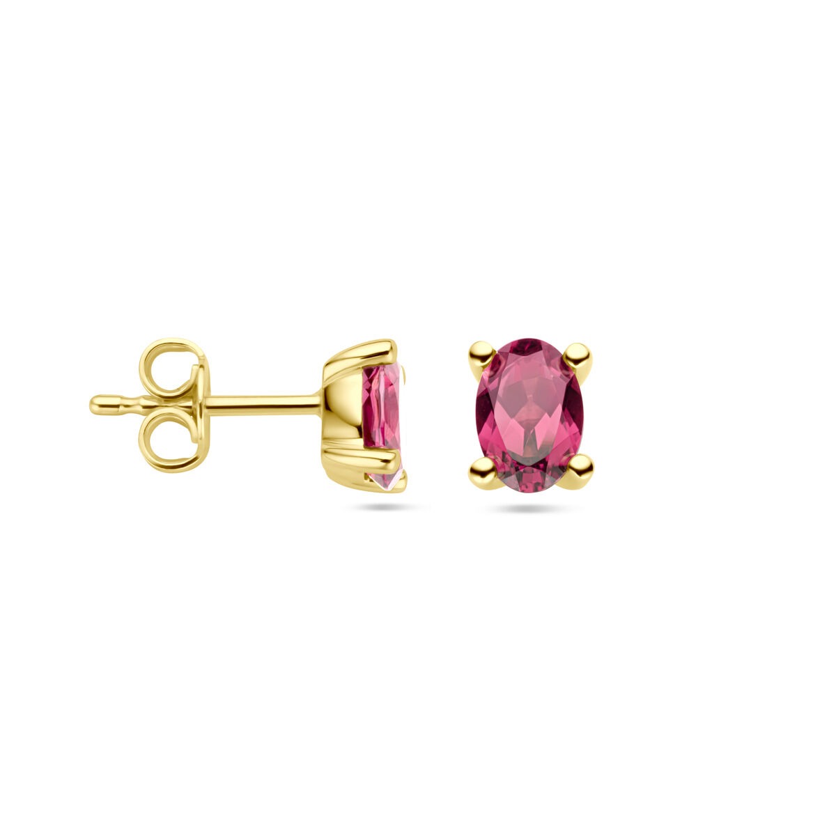 14 Karat Gelbgold Ohrstecker mit rosa Rhodolith