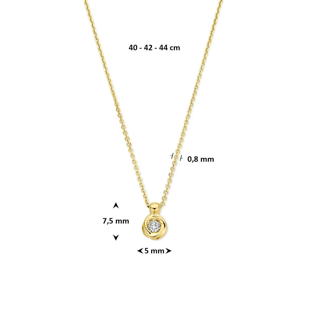 14 Karat Gelbgoldkette mit im Labor gezüchtetem Diamanten