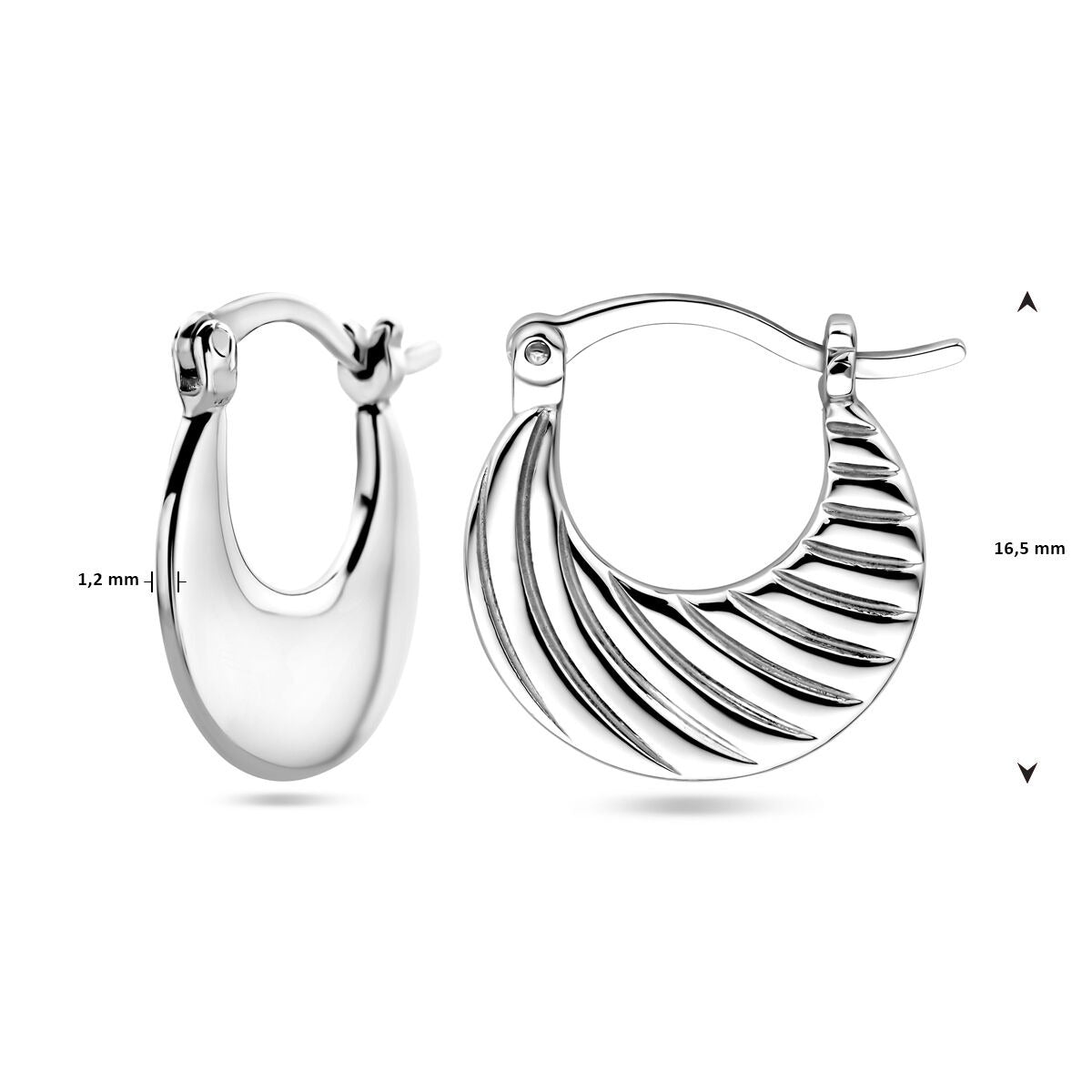 Rhodinierte Silberohrringe 16,5 mm