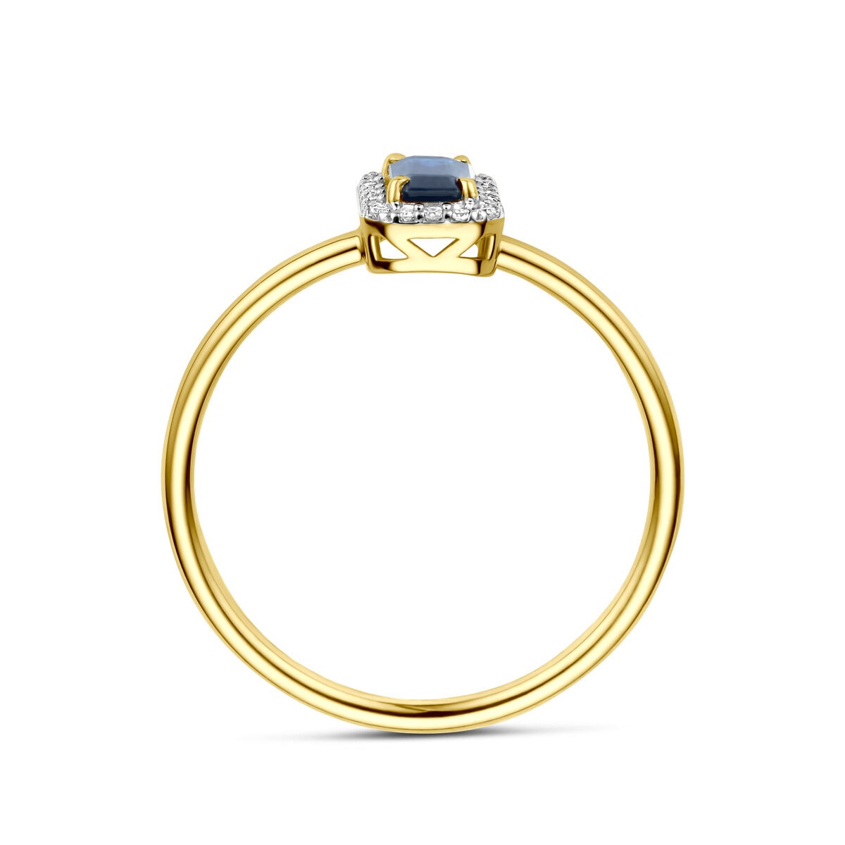 Goldring mit Saphir und Diamant – 14 Karat