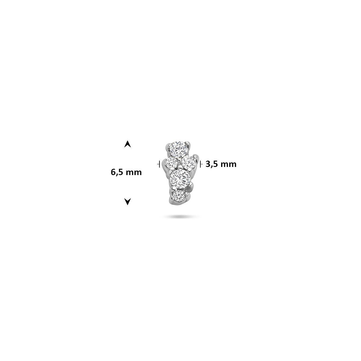 Rhodinierter Flat-Back-Piercing aus Silber mit Zirkonia in Chatonfassung
