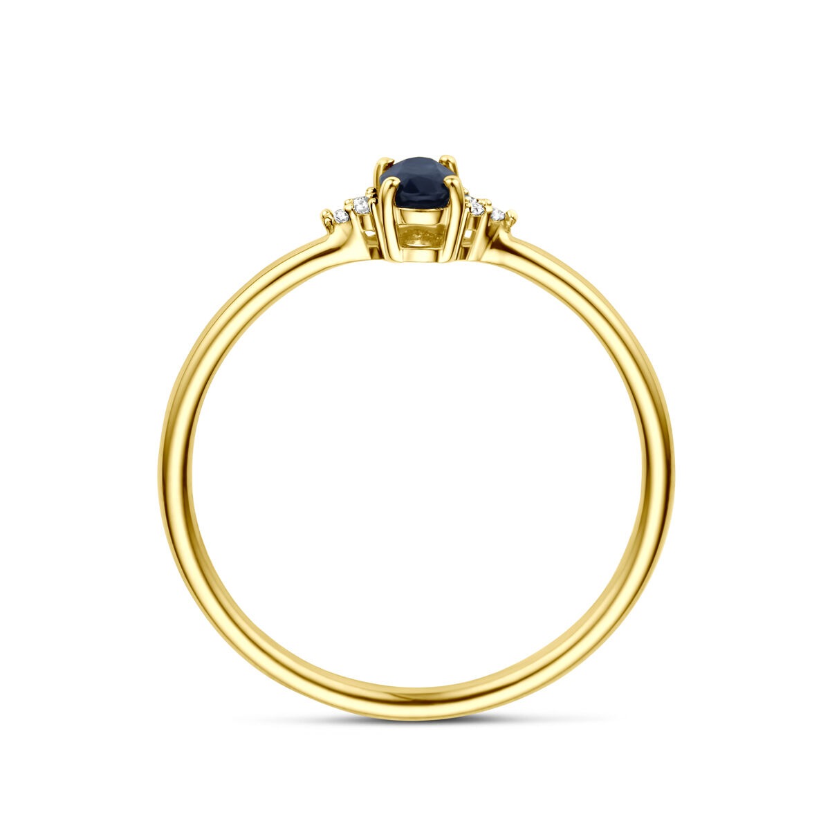 Goldring mit Saphir und Diamant – 14 Karat