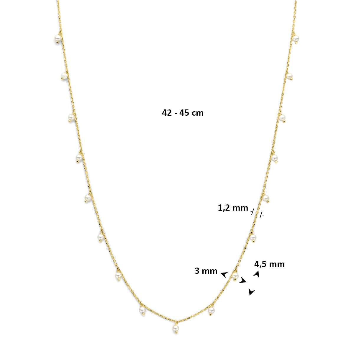 14k Gelbgoldkette mit Perlen