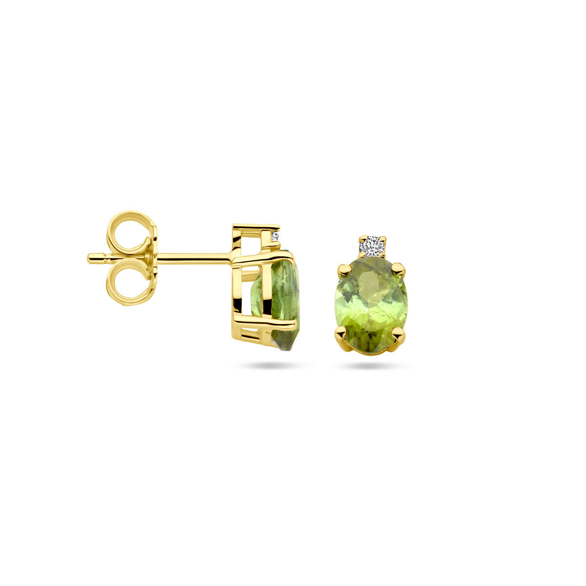 14k Gelbgold-Ohrstecker mit Turmalin und Diamant