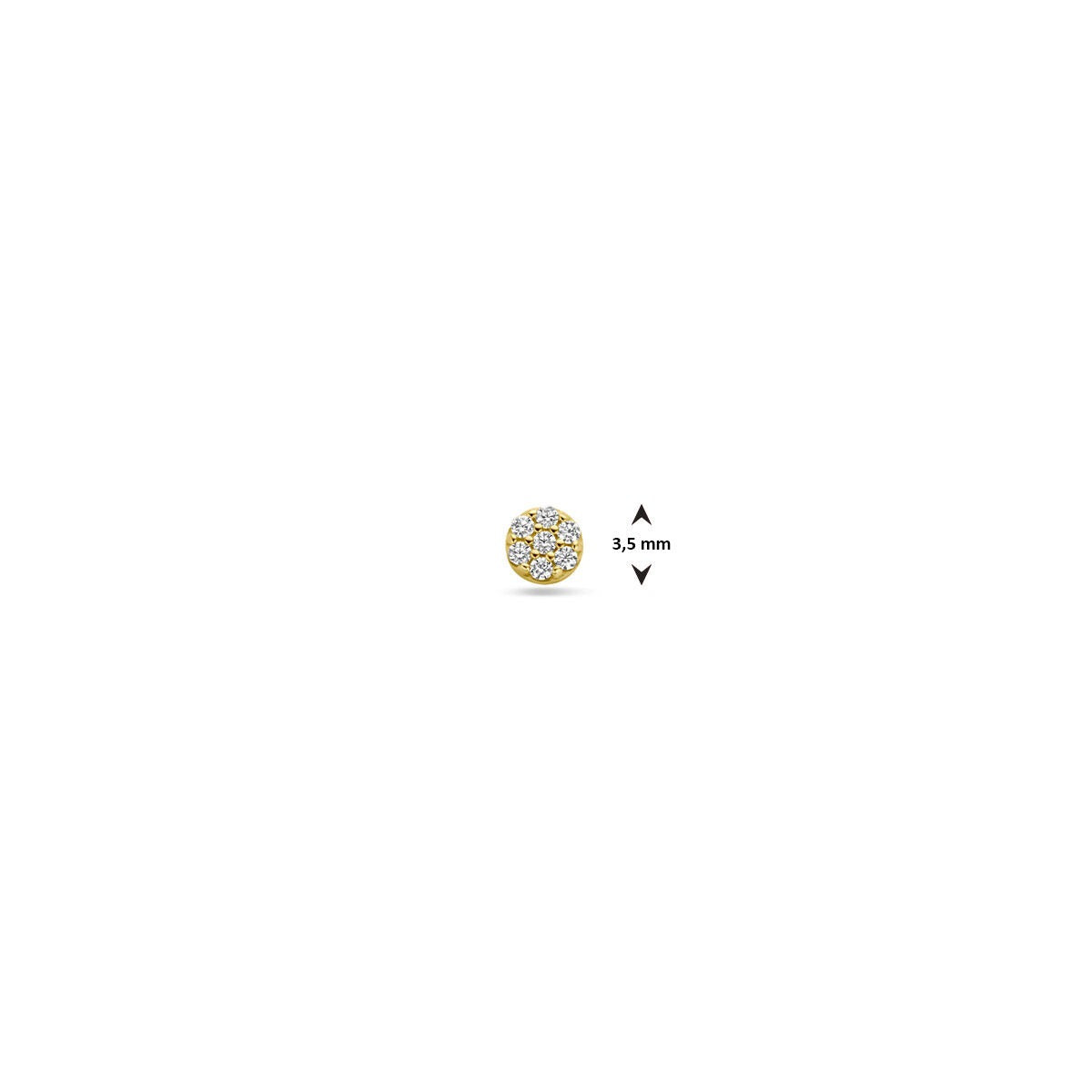 9k Gelbgold Flat Back Piercing mit Pavé Zirkonia 3,5 mm