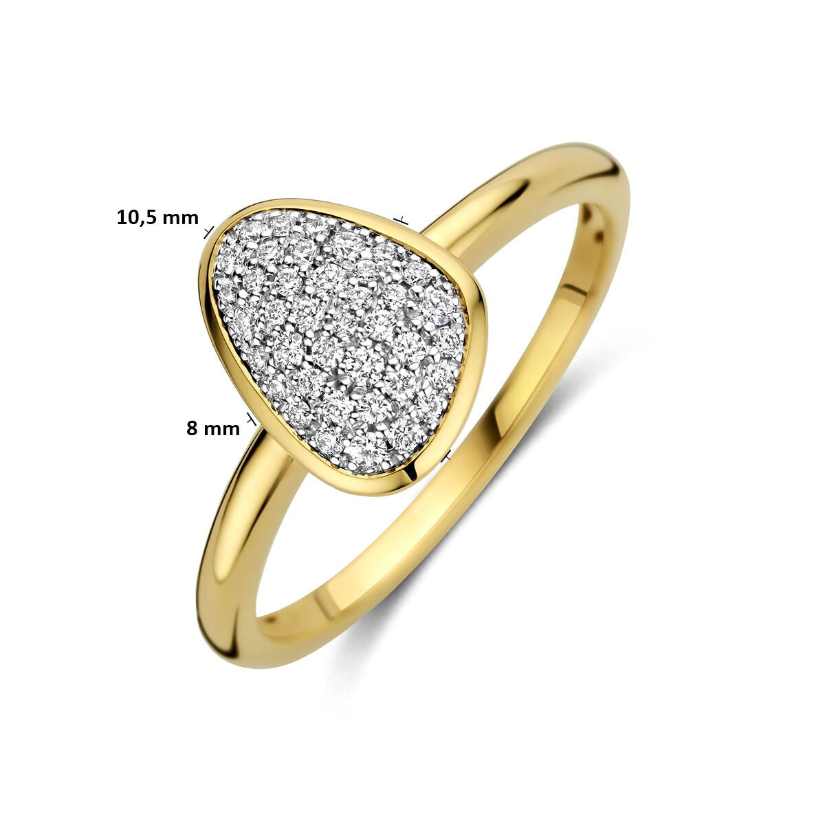 14k Bicolor Damenring mit Diamant – 10,5 x 8 mm