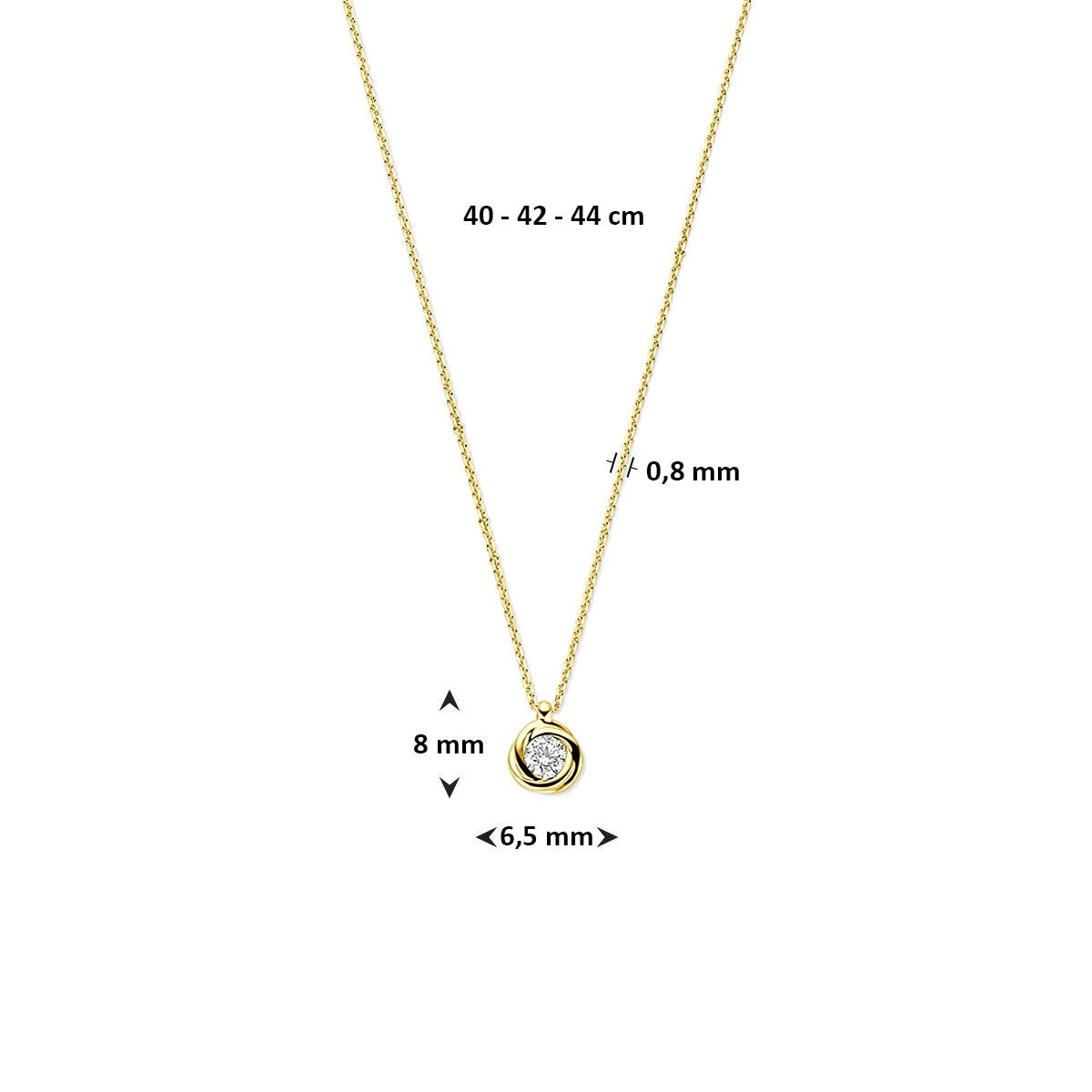 Goldhalskette 14k mit Zirkonia – Jasseron-Gliederung