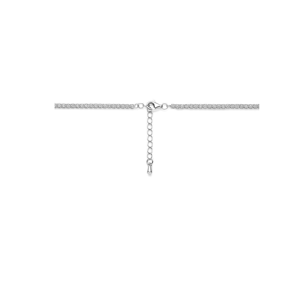 Silberhalskette mit Zirkonia – rhodiniertes 925er Silber