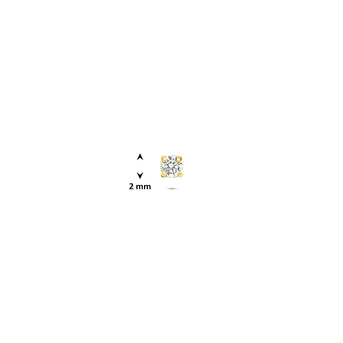 9 Karat Gelbgold Flatback Piercing mit Zirkonia 2 mm