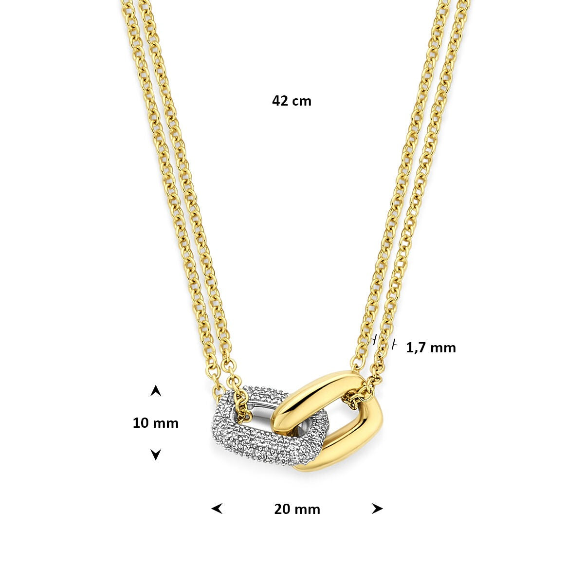14K Bicolor Goldkette mit Anhänger Diamant