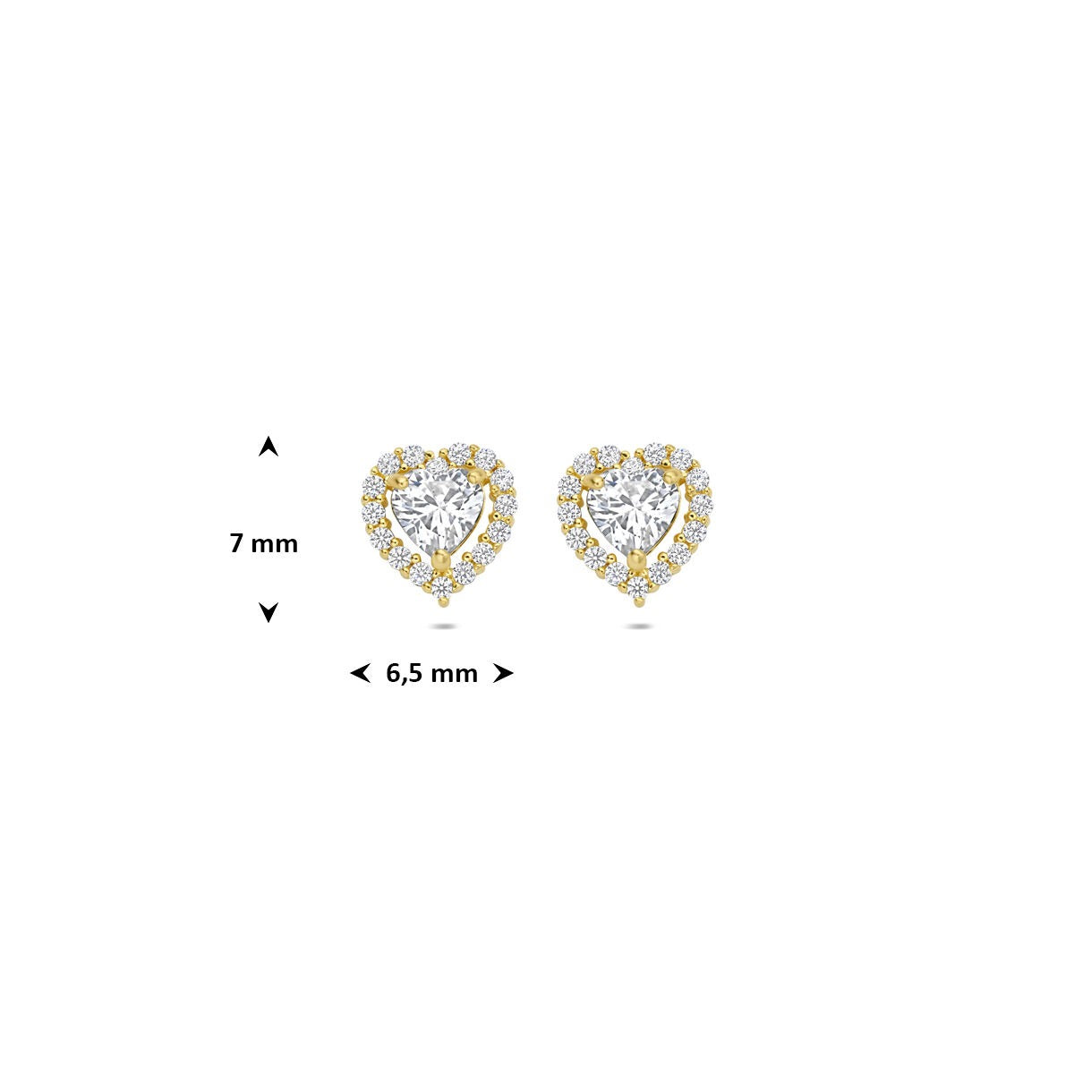 9k Gelbgold Ohrstecker Herz mit Zirkonia
