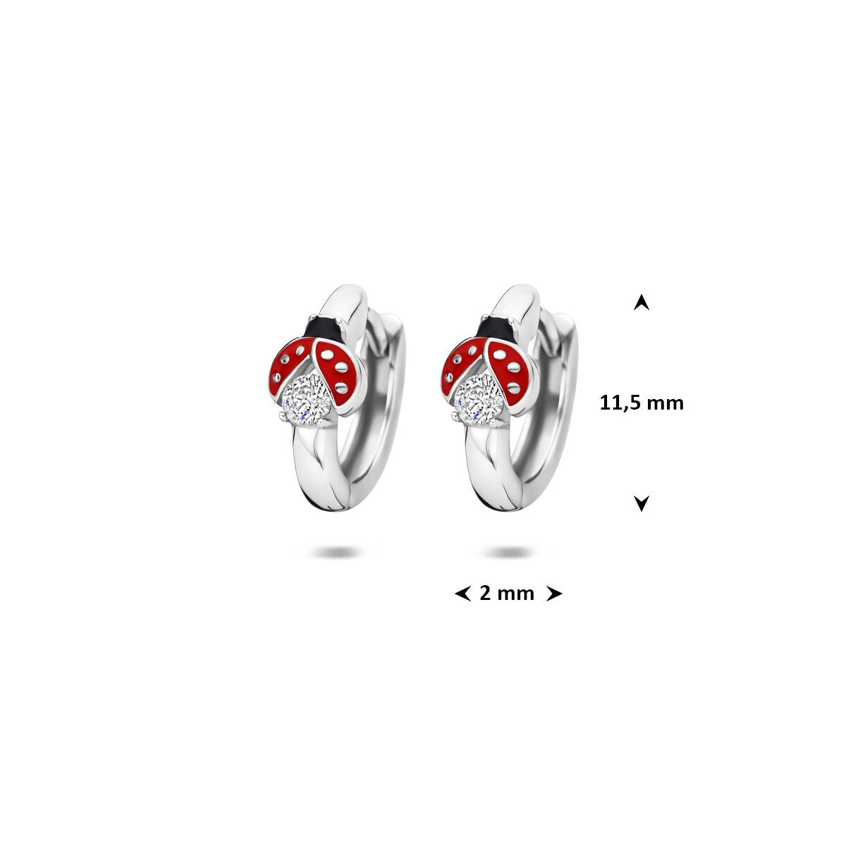Klappohrringe Marienkäfer 11,5 mm Silber rhodiniert