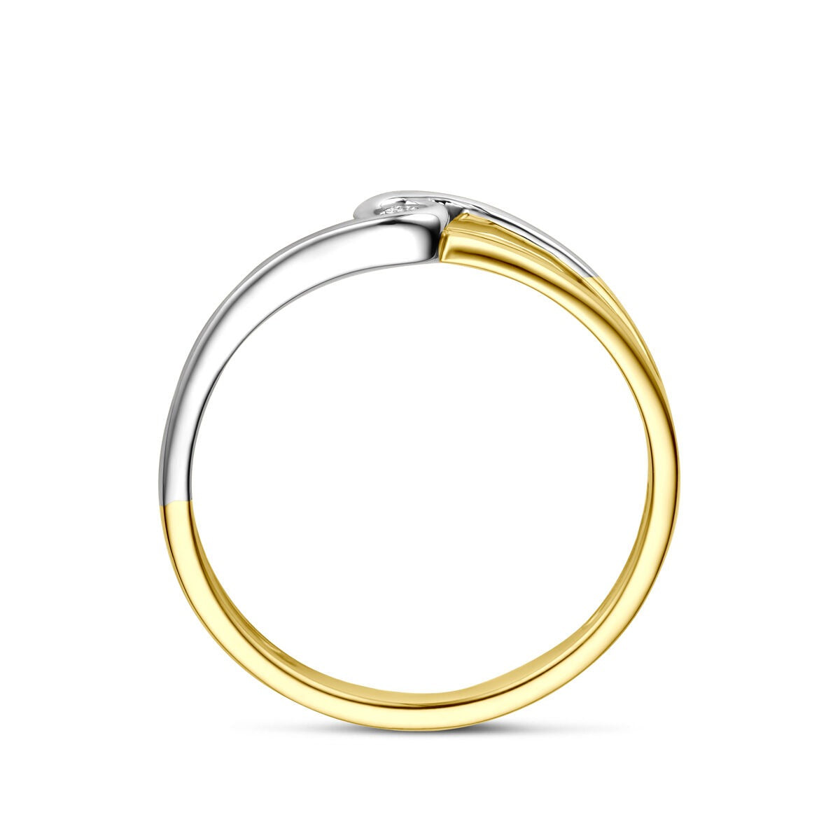 Bicolor-Gold Damenring mit Diamant – 14 Karat Gelb- und Weißgold