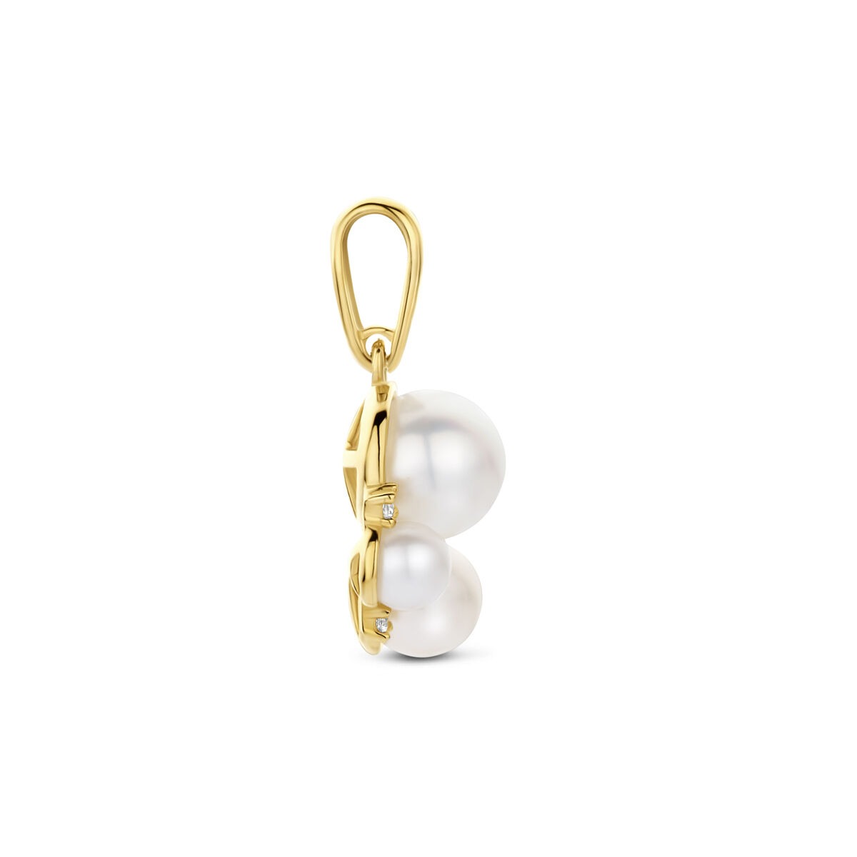 14k Gelbgoldanhänger mit Perle und Zirkonia