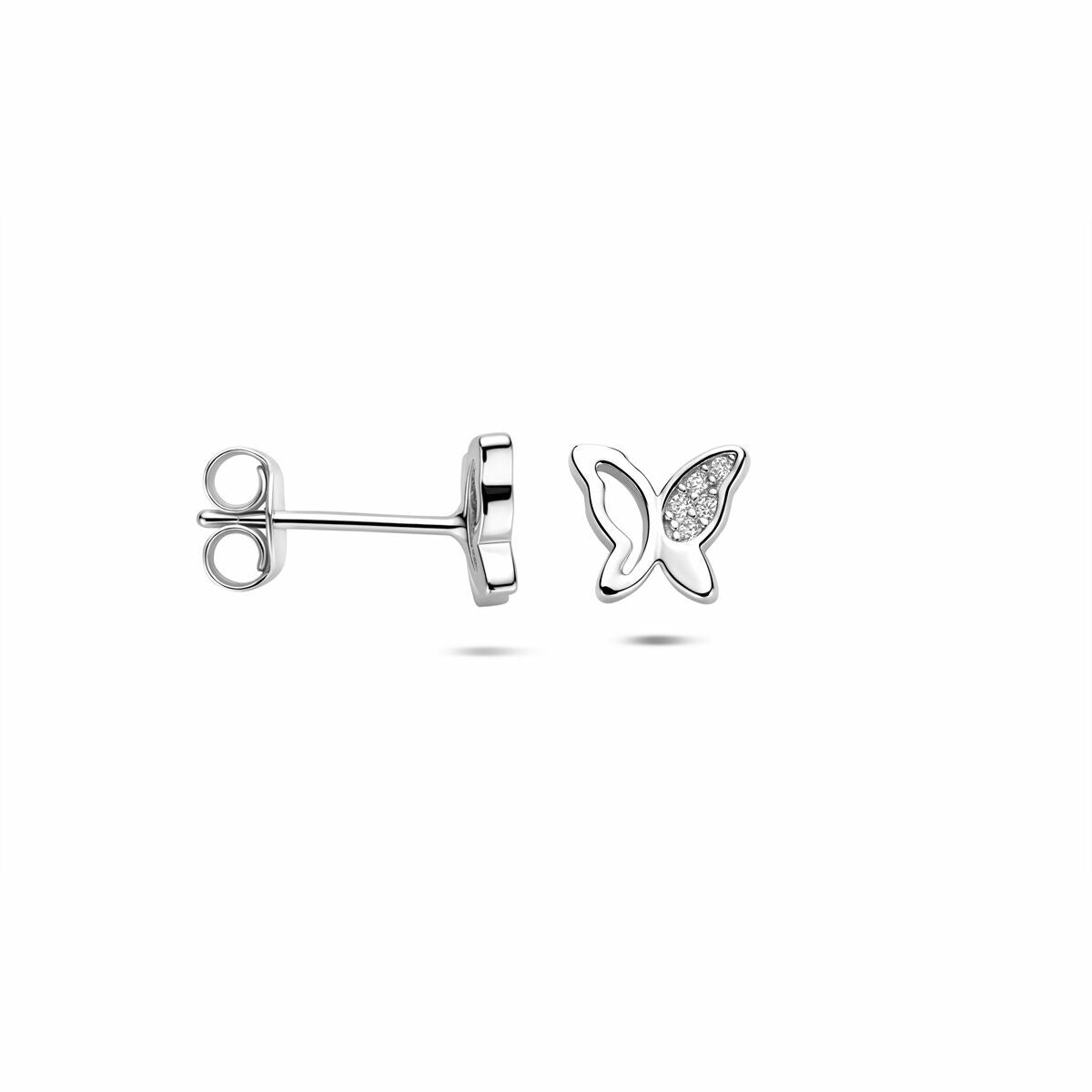 Schmetterling-Ohrstecker aus Silber mit Zirkonia – 6,5 x 7,5 mm