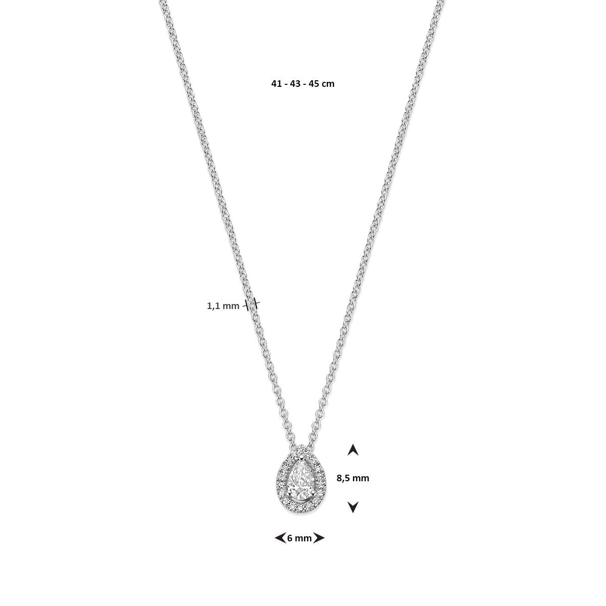 14k Weißgold Collier mit Tropfen-Diamant
