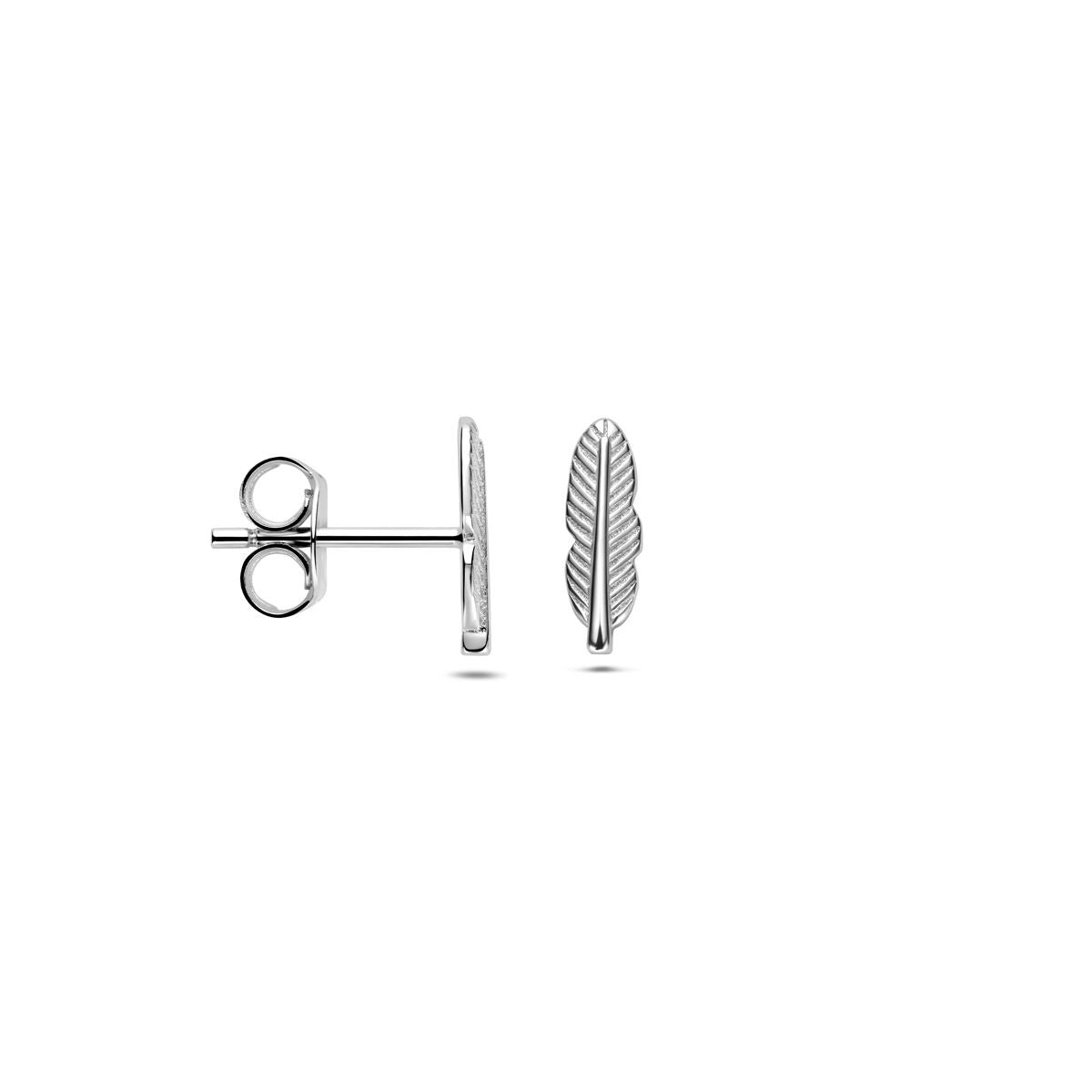 Silberne Ohrstecker Feder – rhodiniertes 925er Silber