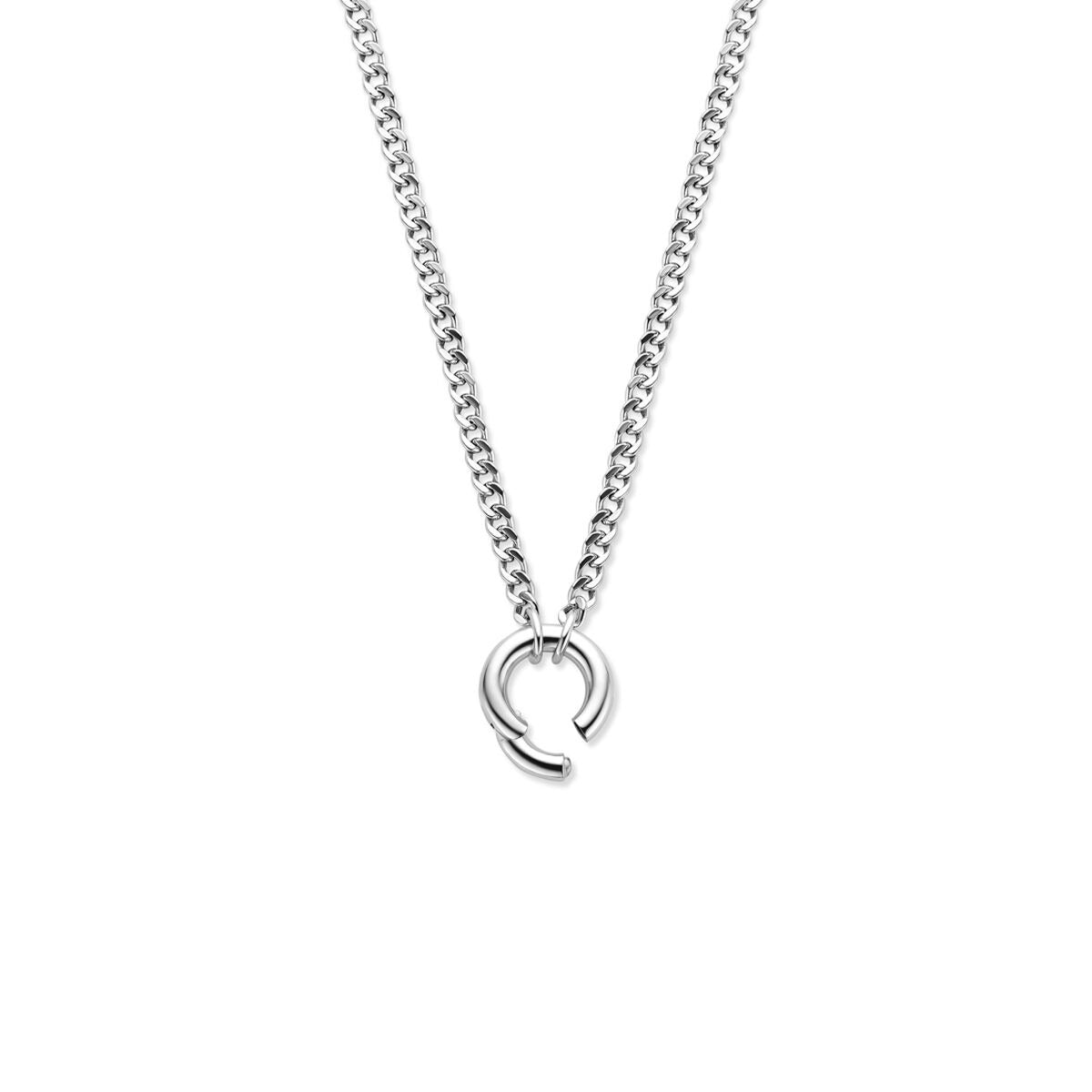 Rhodinierte Ankerkette aus Silber mit rundem Verbinder