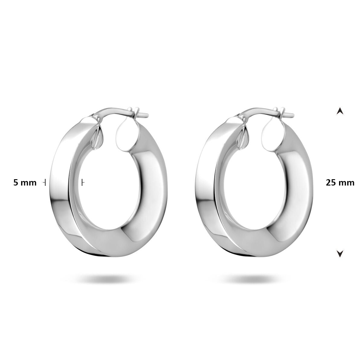 Rhodiniertes Sterlingsilber für Damen Ohrringe – 5 mm dick