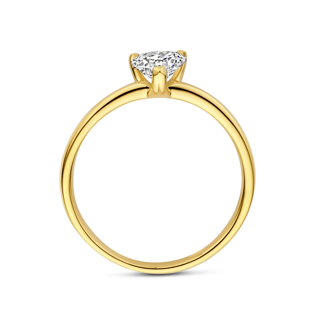 14k Gelbgoldring mit herzförmigem Labordiamant 0,50ct