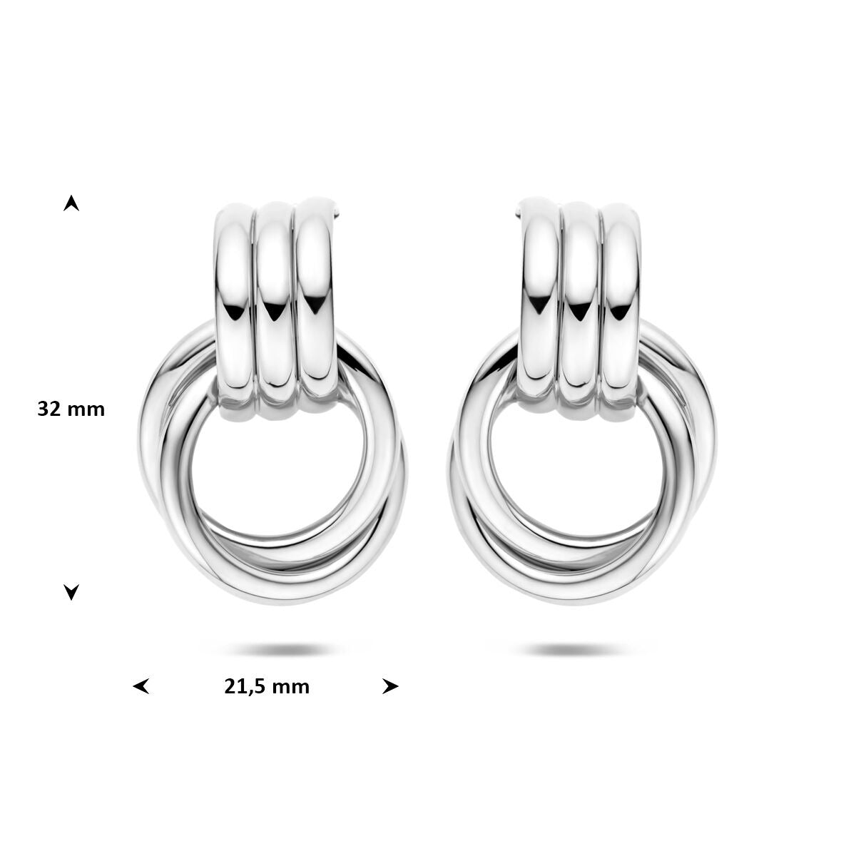 Rhodinierte 925er Silber Ohrstecker 32 x 21.5 mm