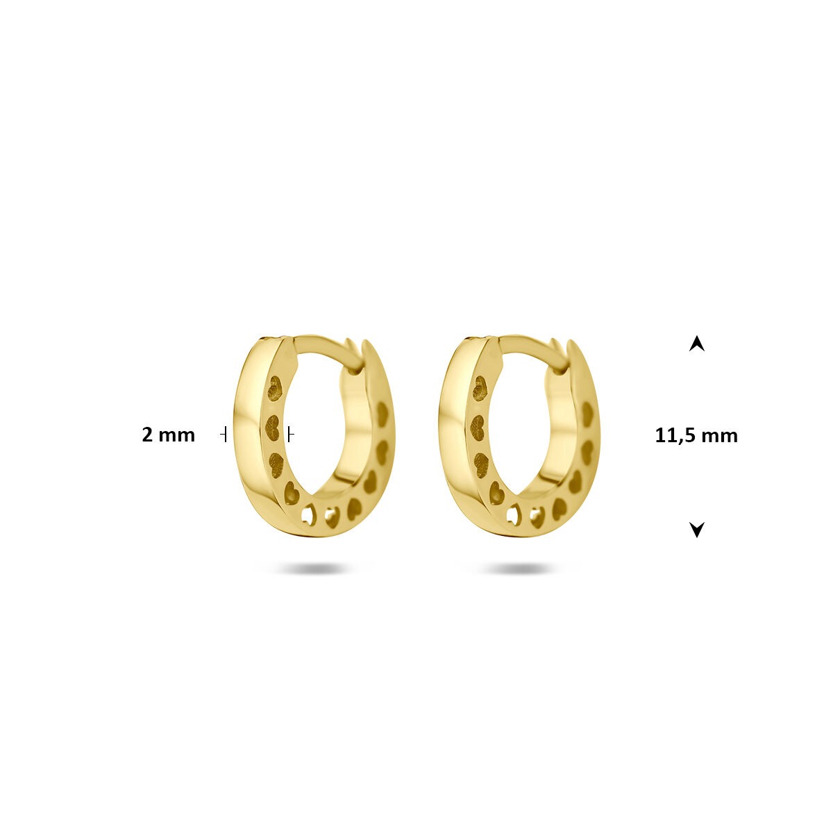 14 Karat Gelbgold Klappcreolen mit Herzen