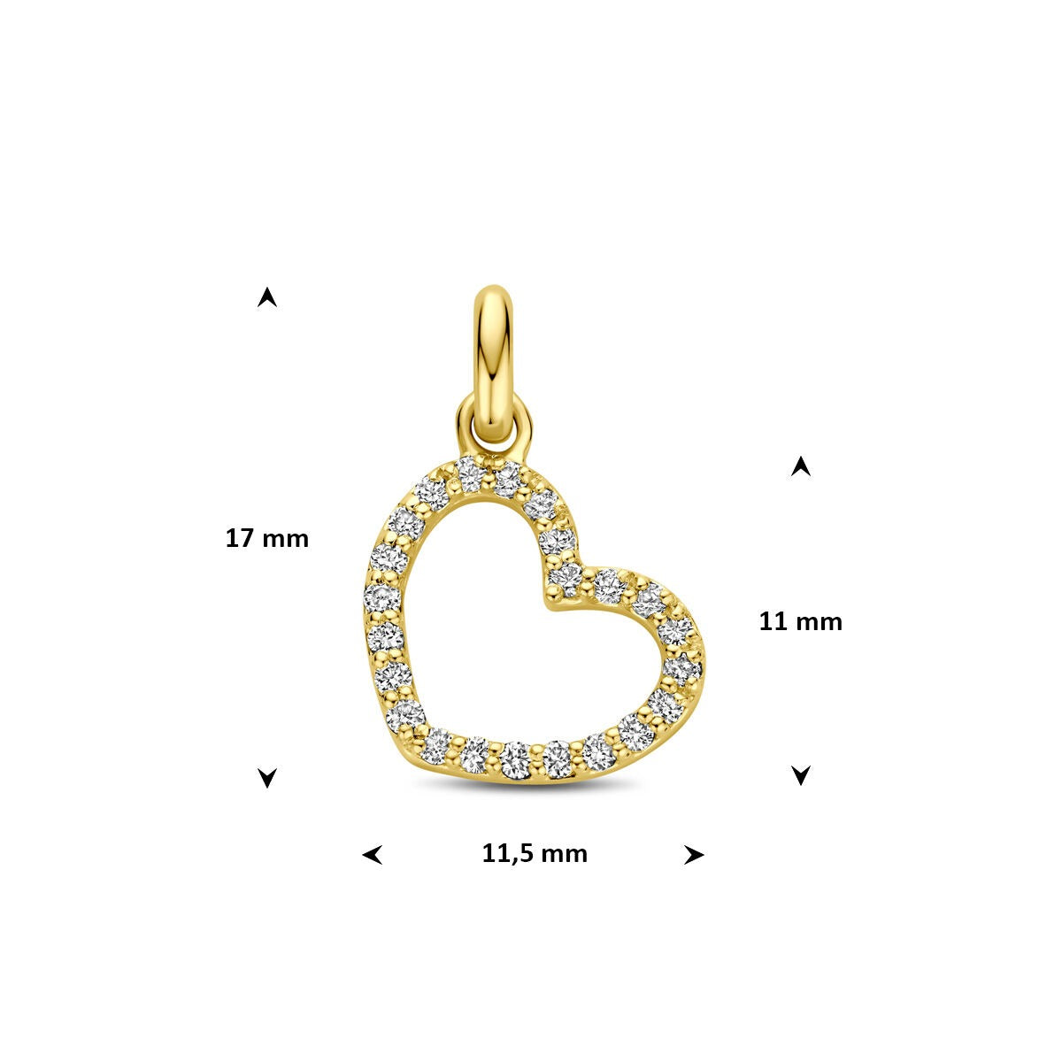 14k Gelbgold Herzanhänger mit im Labor gewachsenem Diamanten