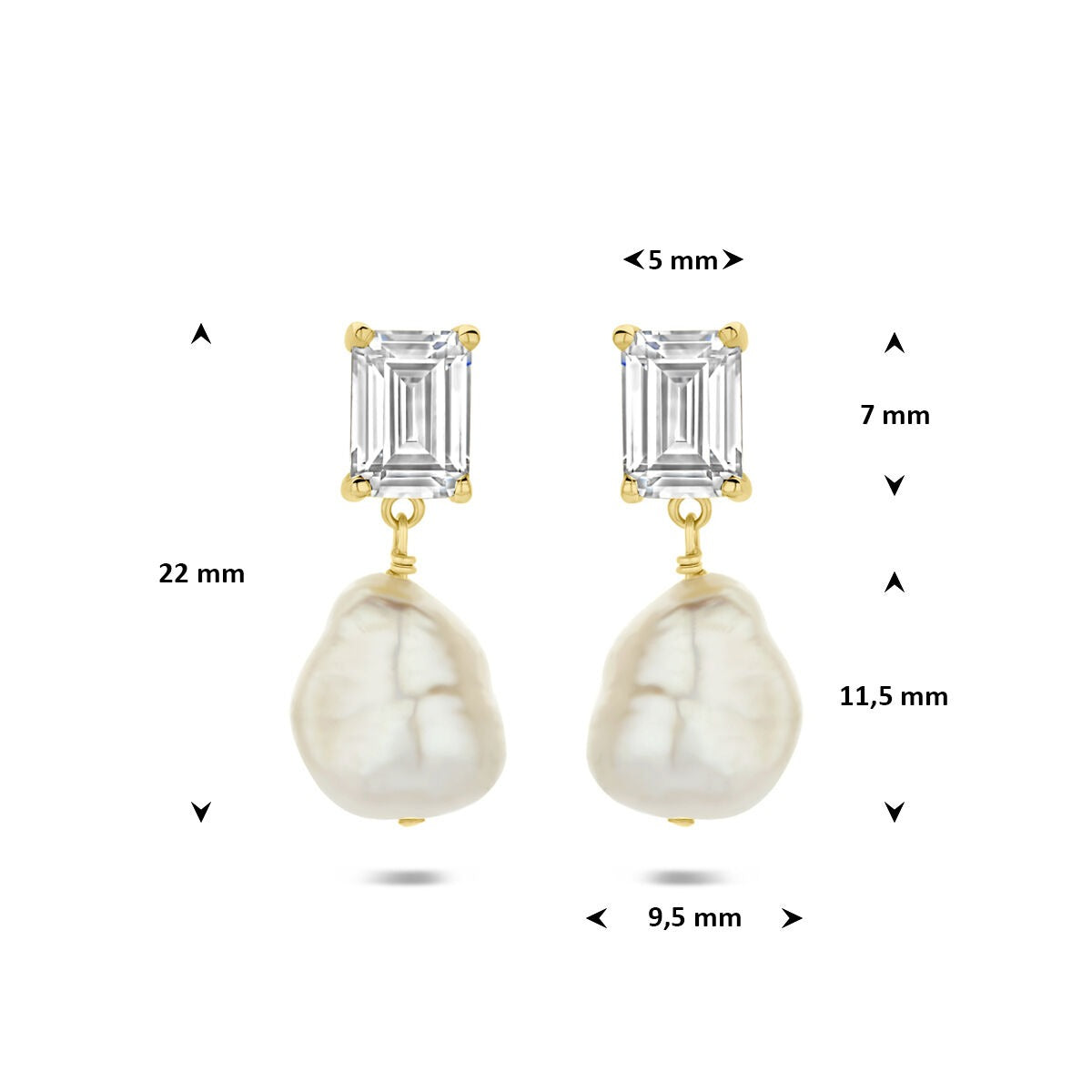 Vergoldete 925er Silberohrringe mit Perle und Zirkonia