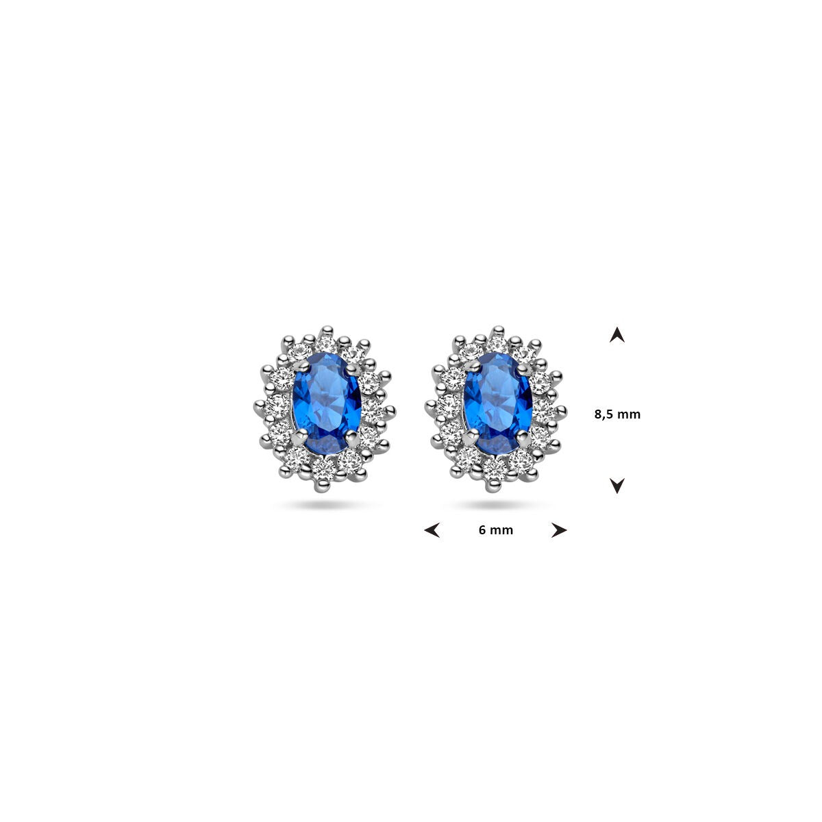 Silberohrstecker mit Saphir und Zirkonia – rhodiniert 925