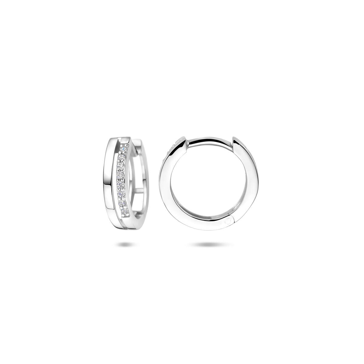 Klappcreolen mit Zirkonia – rhodiniertes 925er Silber