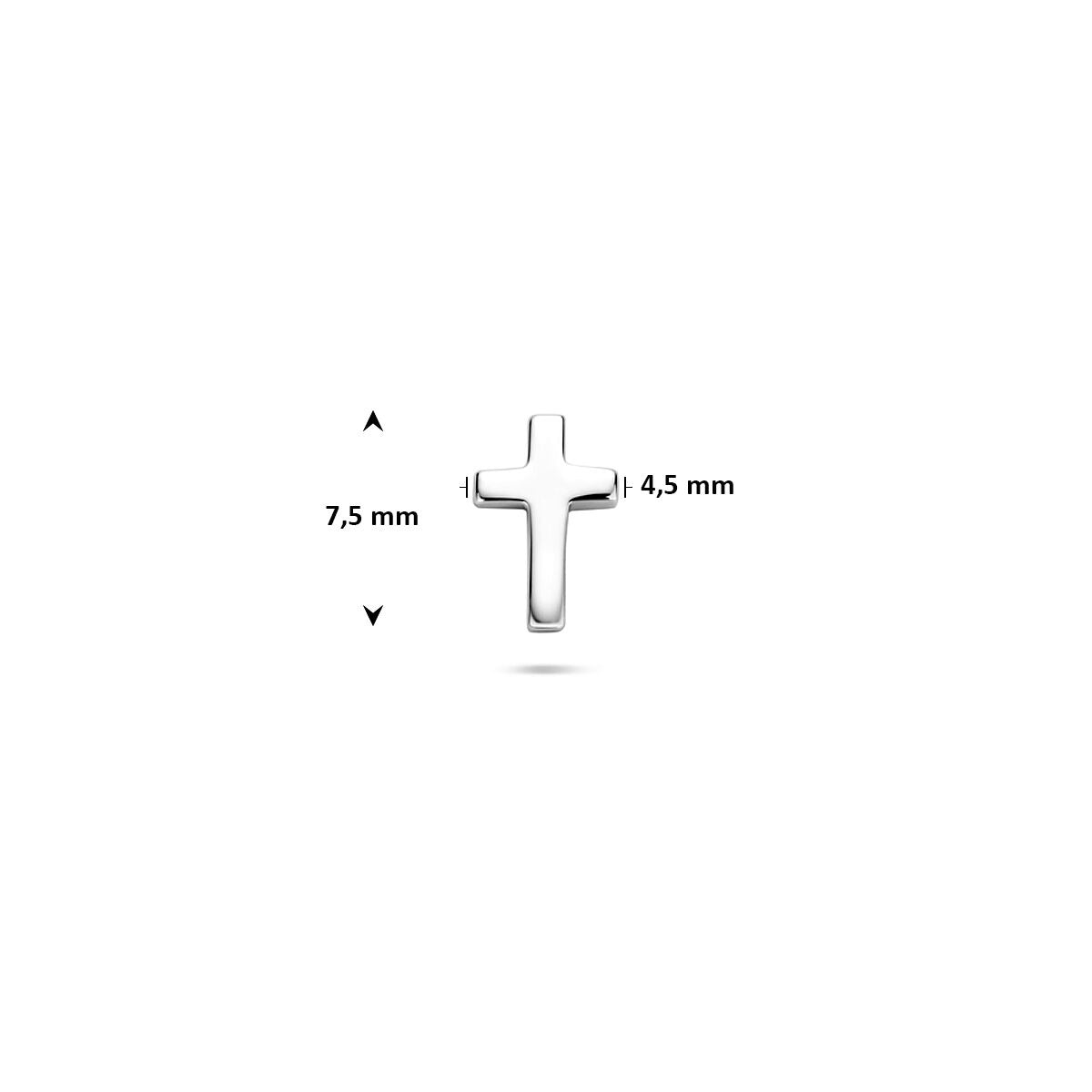 Silbernes Kreuz Piercing mit flacher Rückseite – rhodiniertes 925er Silber